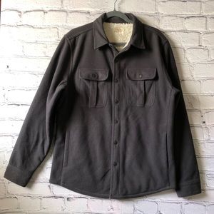 Faherty Faux Fur Lined Gray Snap Button Up Shirt Jacket Size Medium